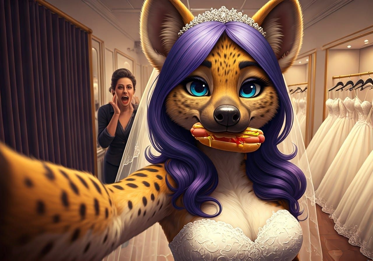 Feminine Punk Hyena in Chiaroscuro Bridal Chaos