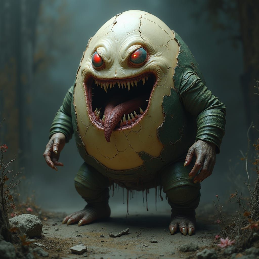Eggshell Horror: Grotesque Monster Emerges