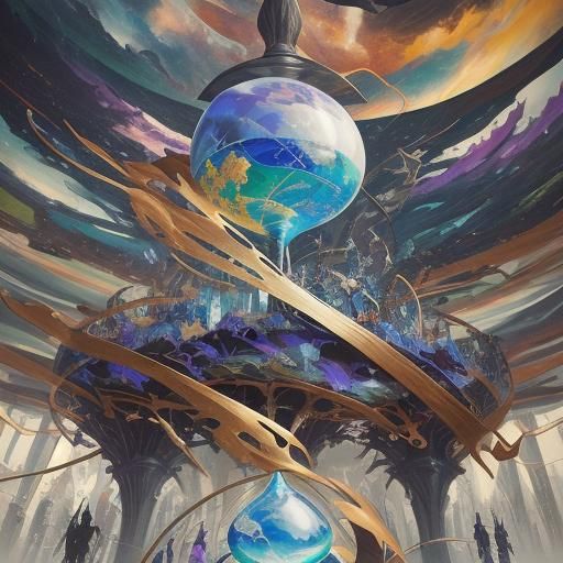 Hourglasses and Unfinished Paintings in Surrealist Style