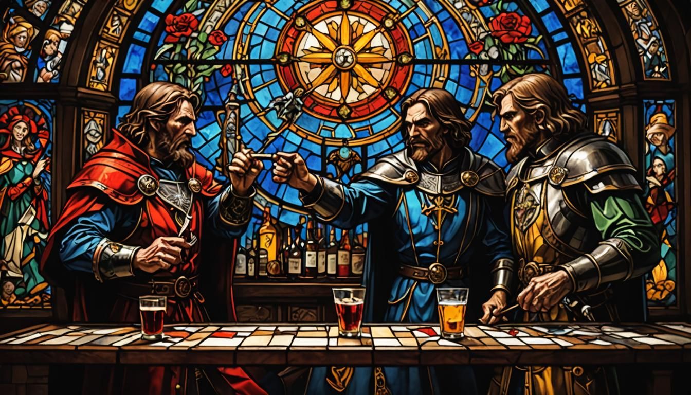 Sinister Stained Glass Bar Fight