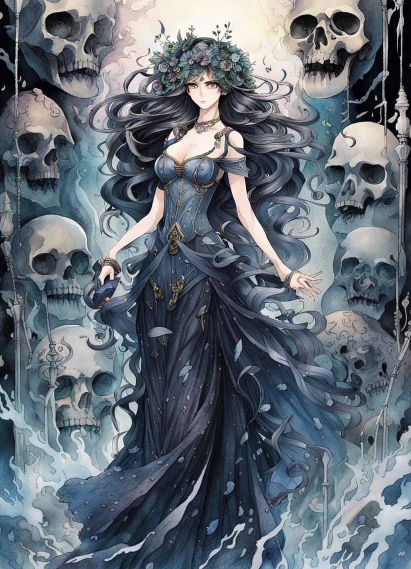 Persephone Anime Movie Poster in Watercolor Style