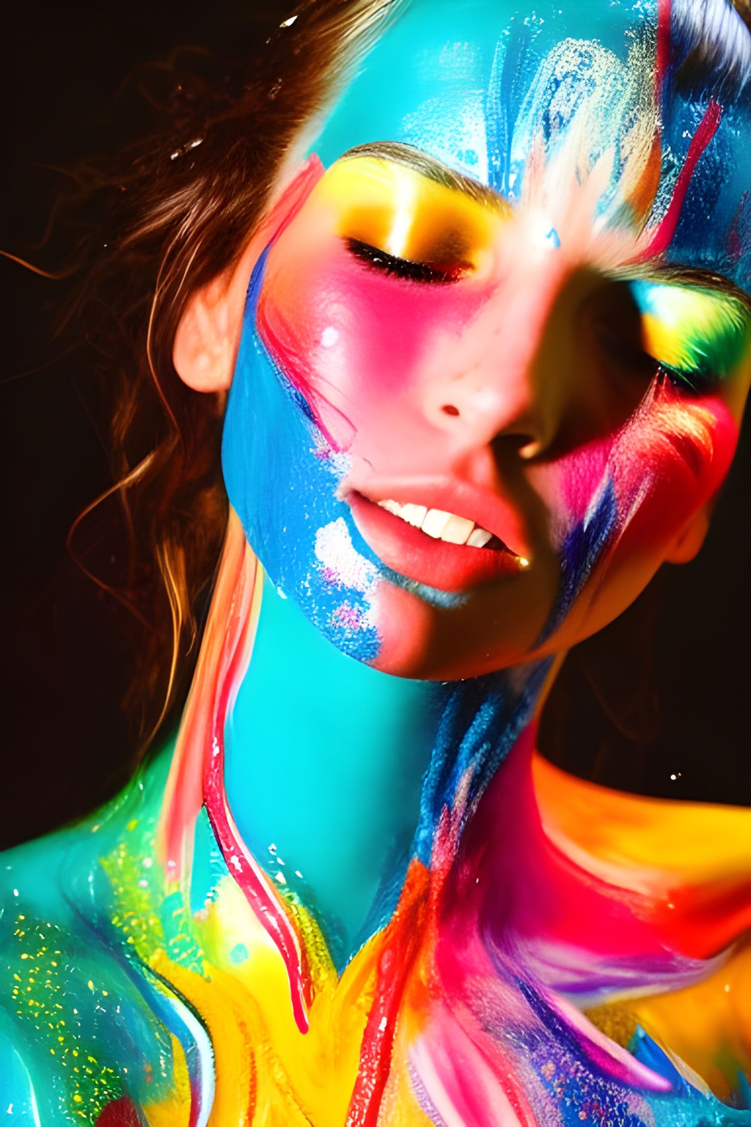 Colorful Body Paint Art of a Beautiful Woman