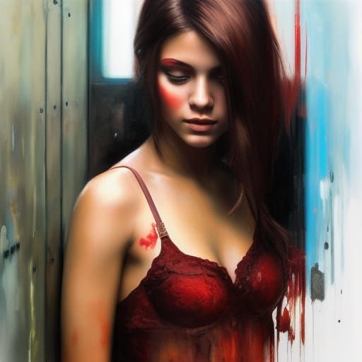 Girl in Subway: Stylized Digital Art Portrait