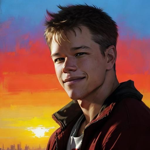 Young Matt Damon Portrait in Sunset Lighting