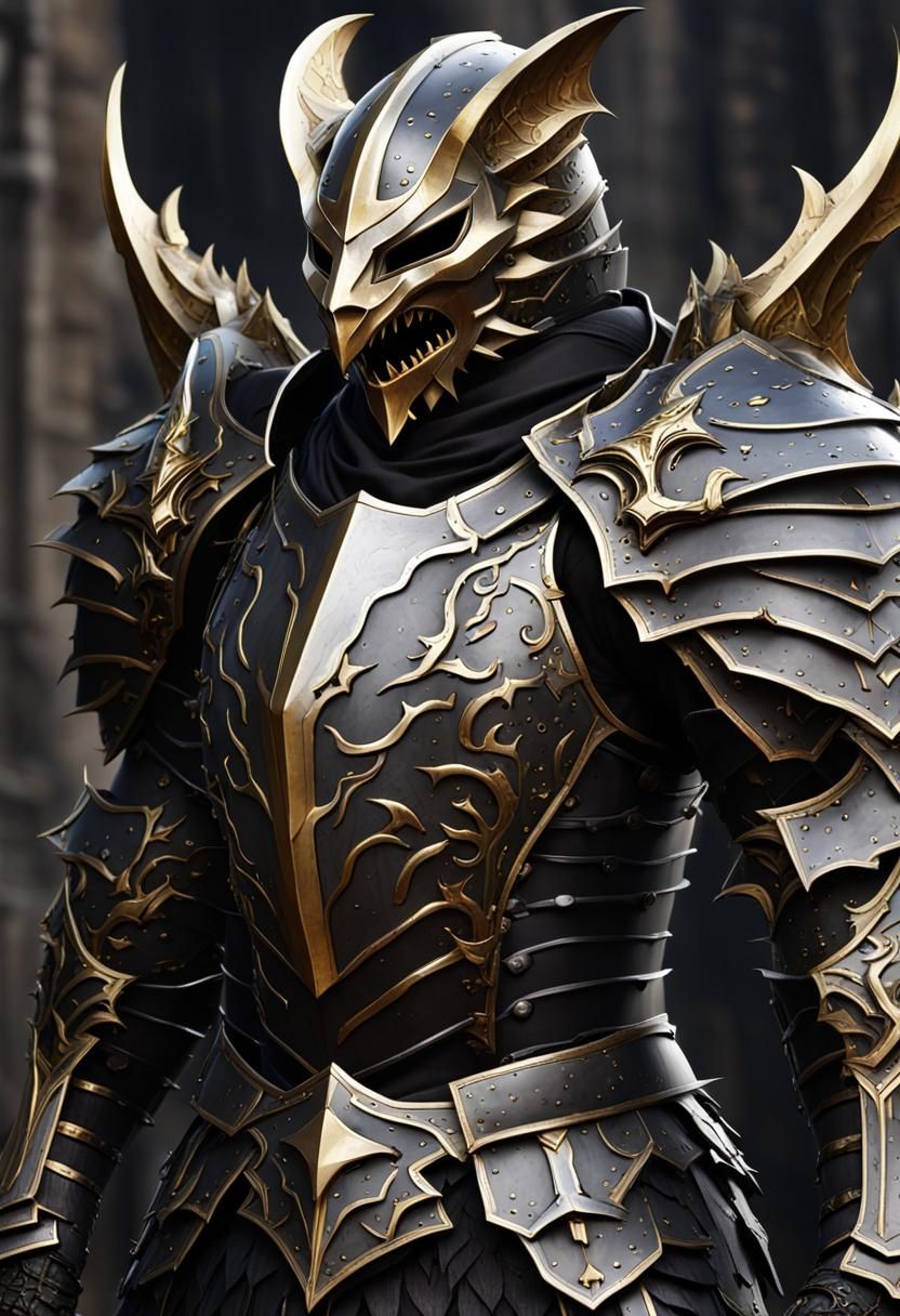 Elegant Dark Knight in Bat-Themed Armor