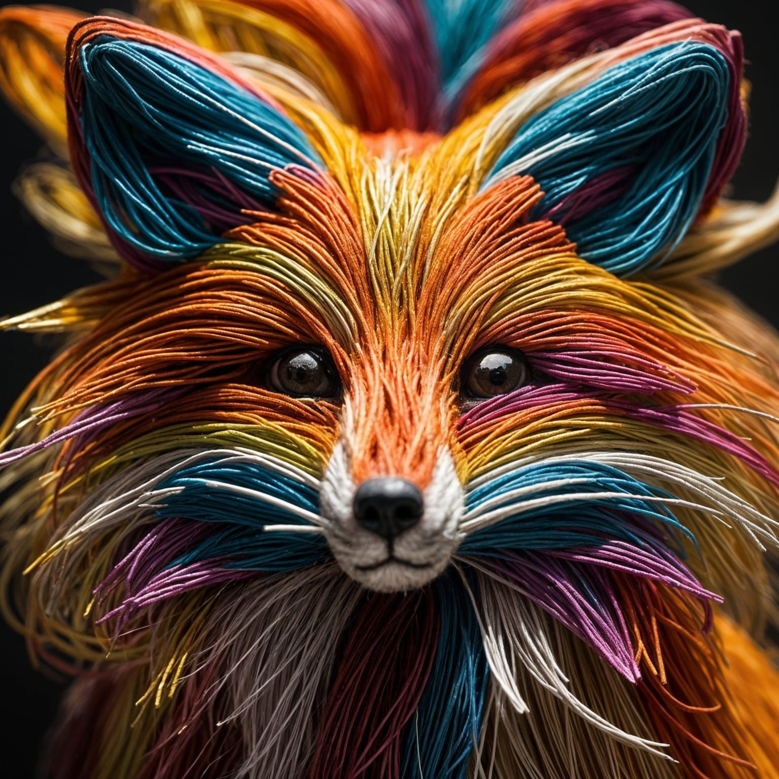 Intricately Crafted Colorful String Fox