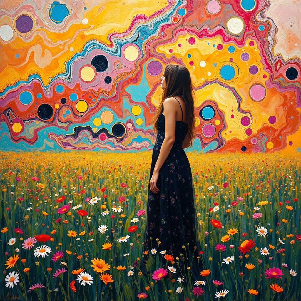 Woman in Iridescent Clouds, Abstract Expressionist Art