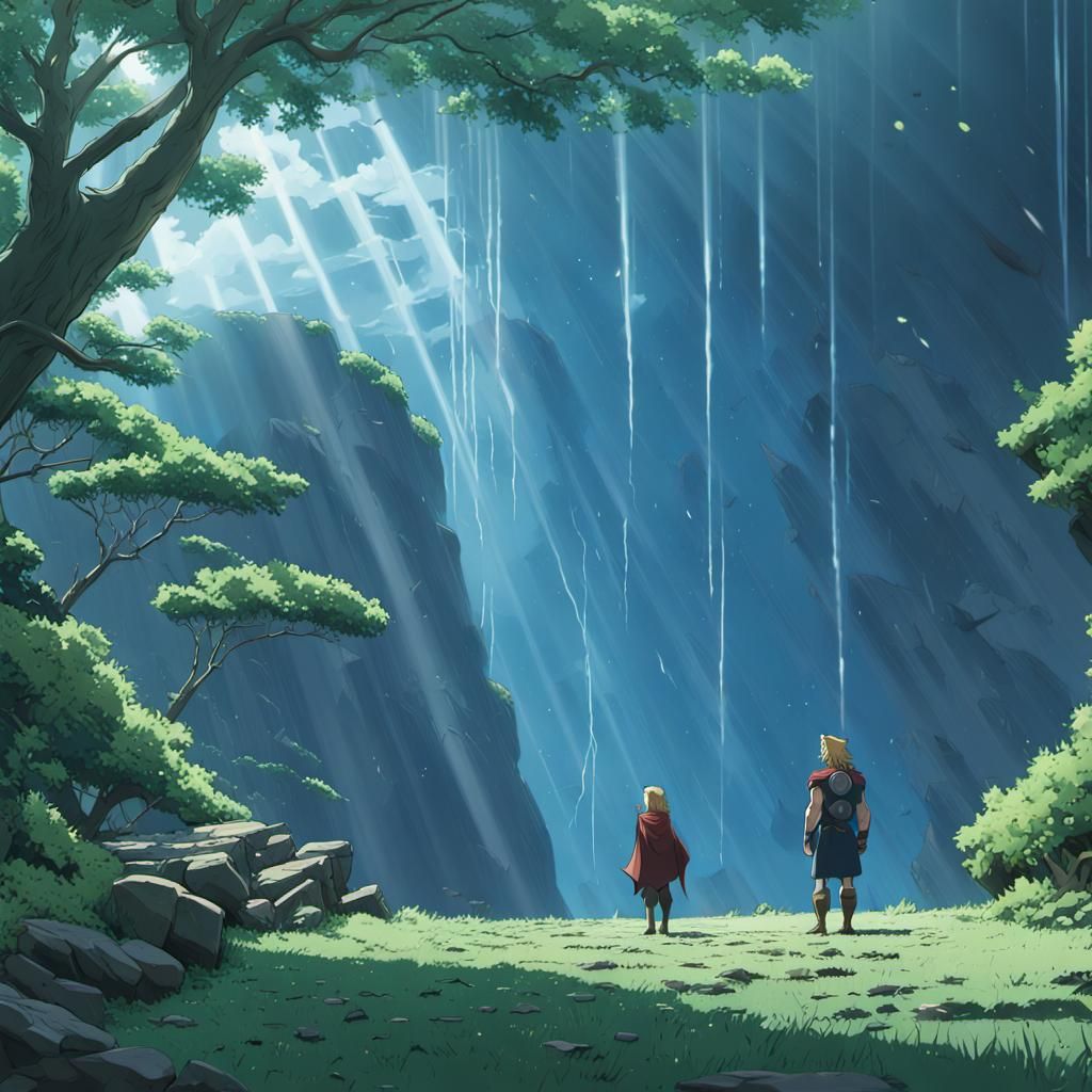 Thor in Studio Ghibli Anime Style