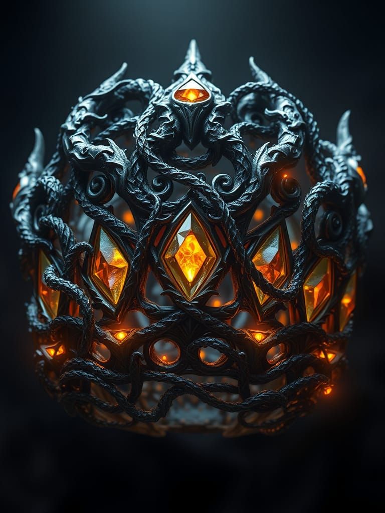 Dark Fantasy War Crown in Ancient Dwarven Style