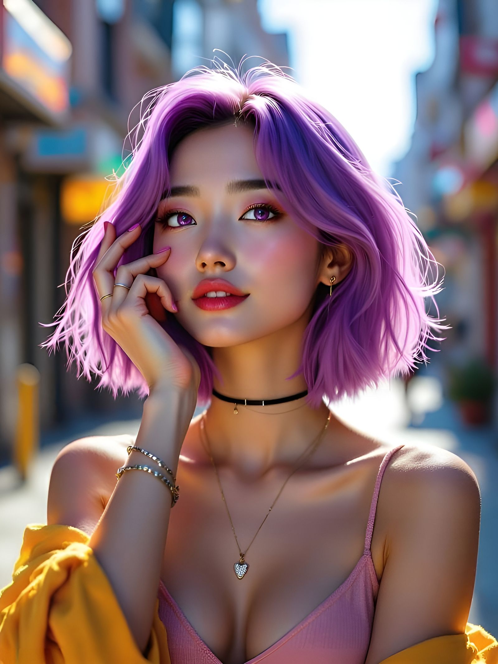 Hyperrealistic Portrait of a Young Asian Woman Exuding Confi...