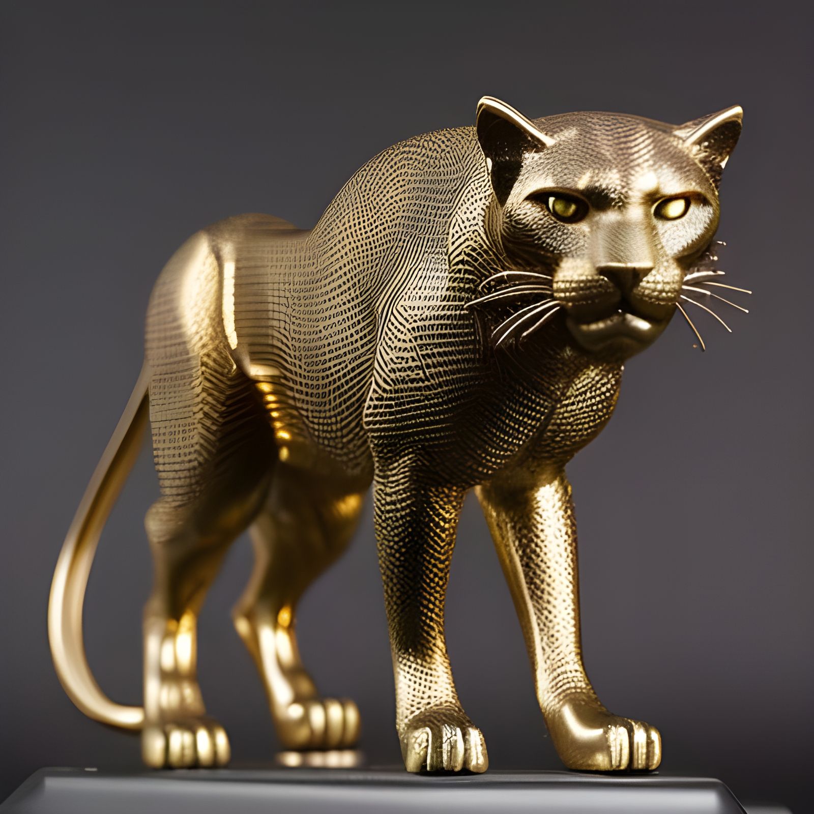Art Deco Gold Panther Statue with Filigree