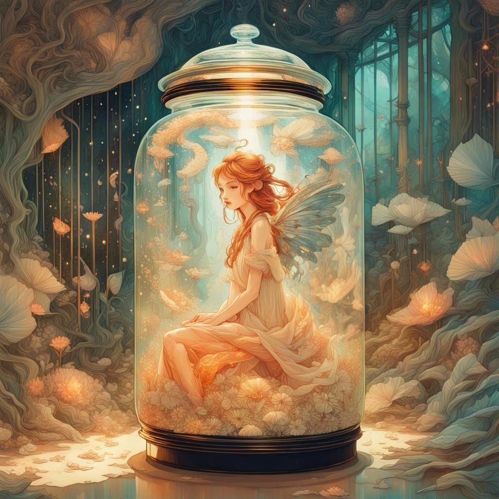 Fairy Wings Captured in Glass Jar