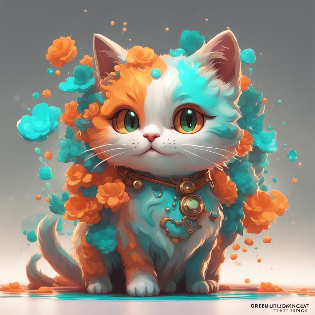Hyperdetailed Kawaii Cat Concept Art in 8k