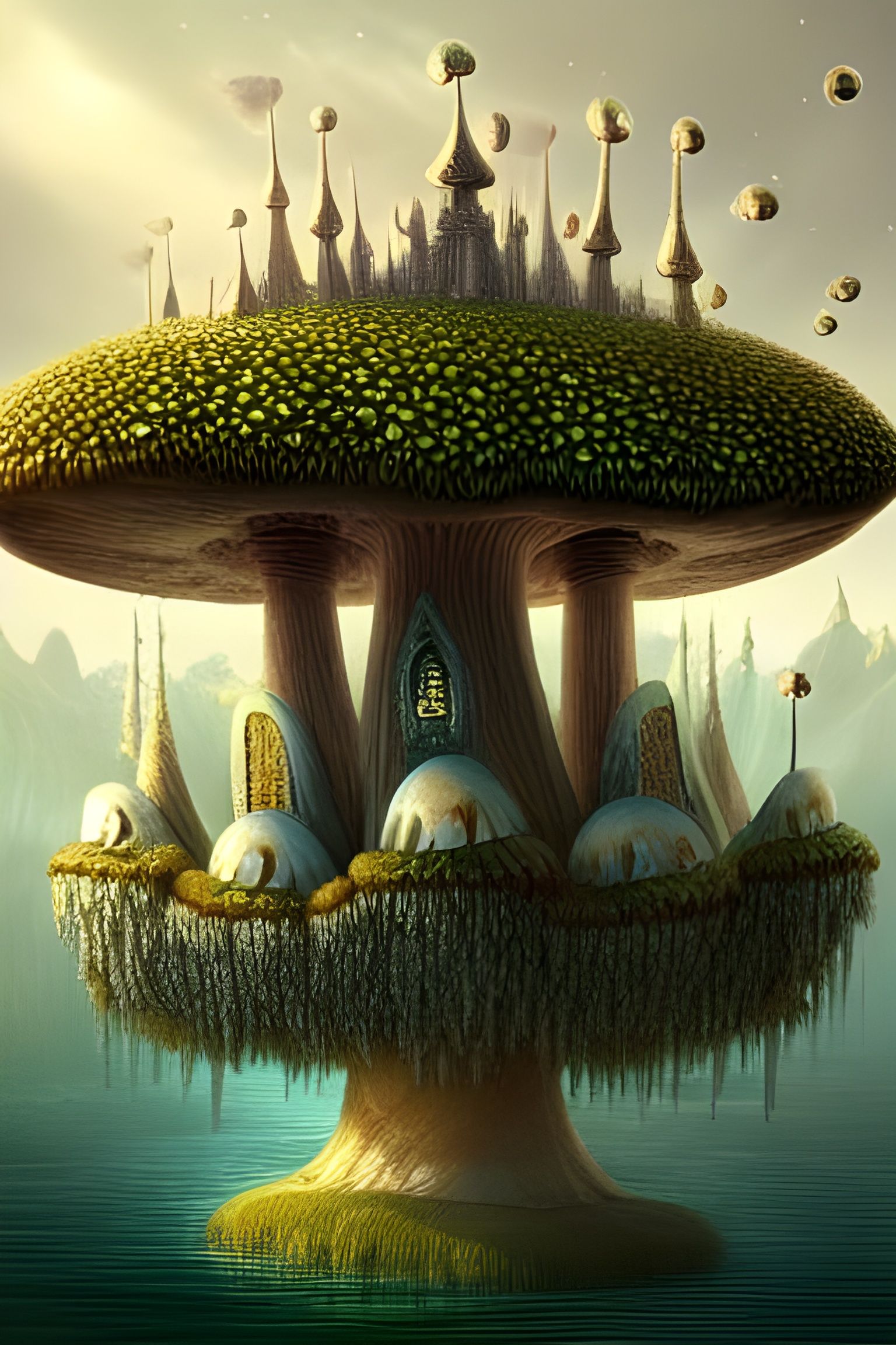 Mushroom Castle Wonderland Digital Art