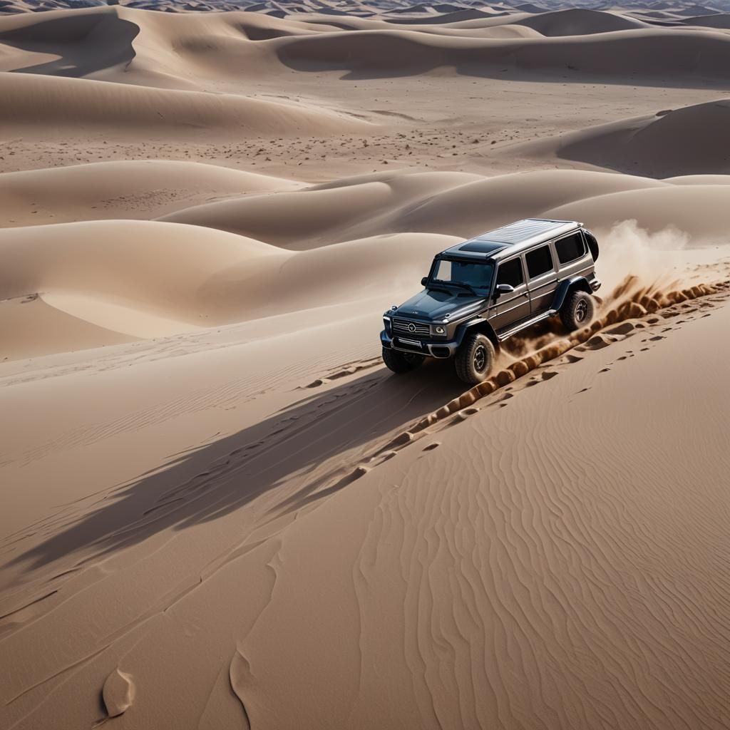 Mercedes G-Wagon Jumping Over Desert Dunes
