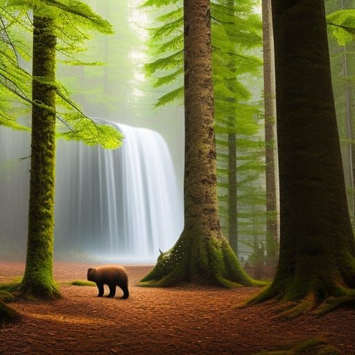 Futuristic Retail Interior with Beer-Drinking Bear