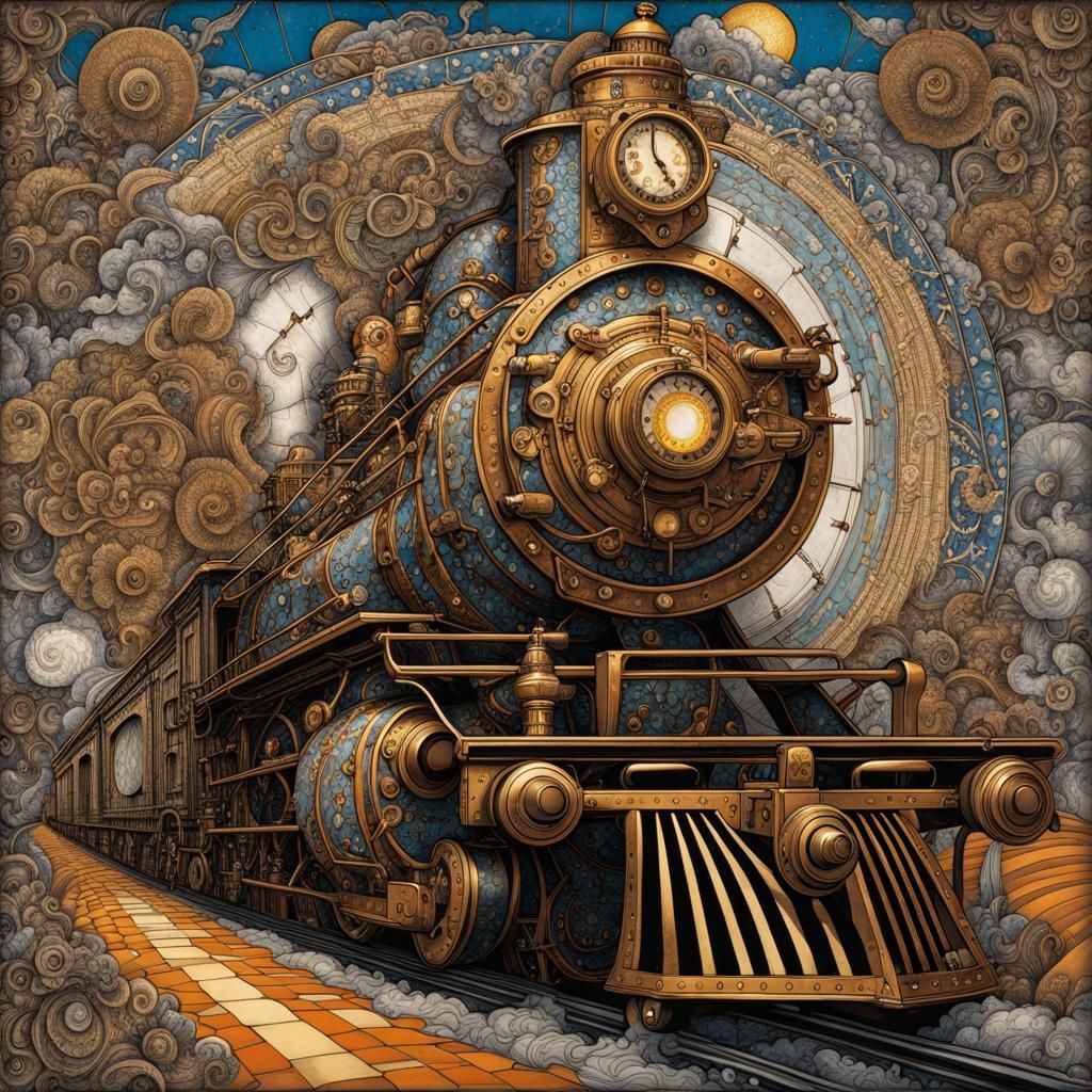 Steampunk Wizard in Future-Modern Deco Style