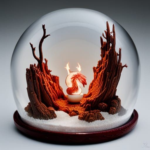 Dragon Lair Snow Globe, Hyperdetailed Artstation Artwork