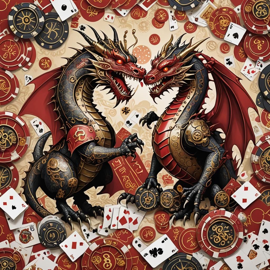 Steampunk Dragons Made of Poker Cards