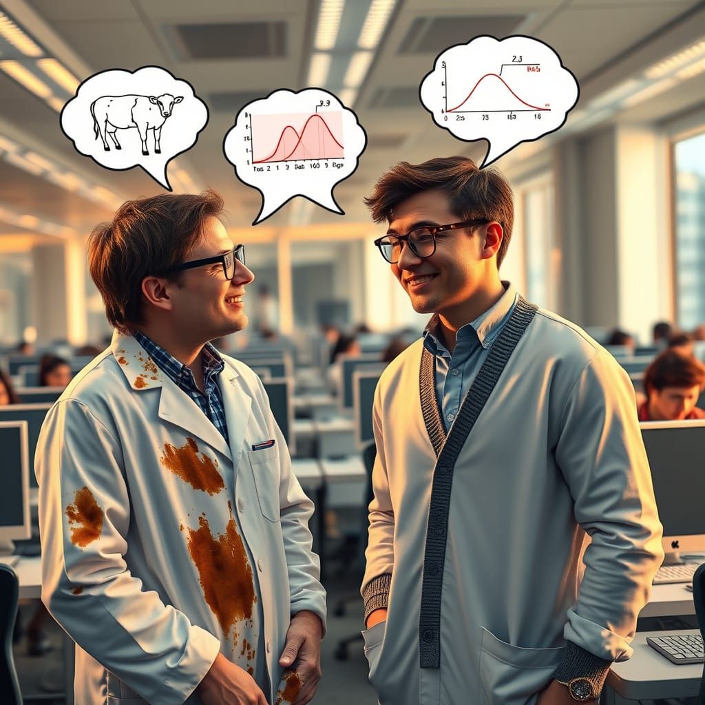 Biologist and Statistician Discuss Research in Modern Office