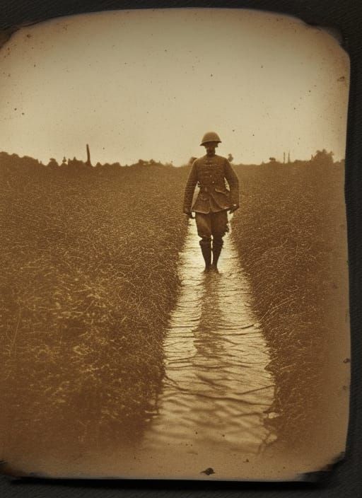 Eerie WWI Ghost at Verdun in Sepia