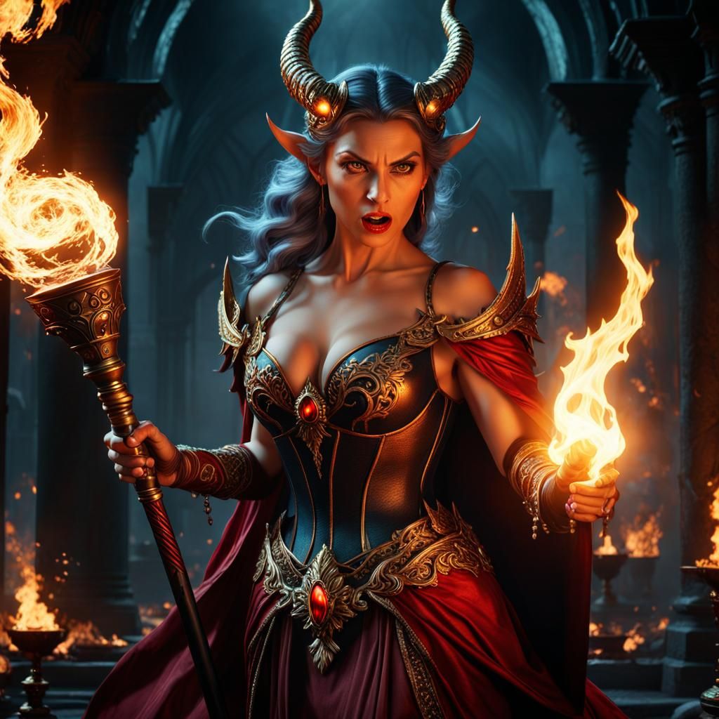 Aim: Beautiful Demoness of Hell with Torch