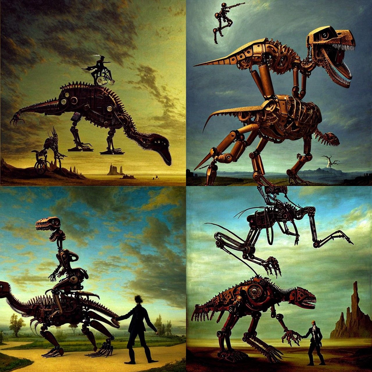 Robot Rider on Clockwork Dinosaur, Photoillustration