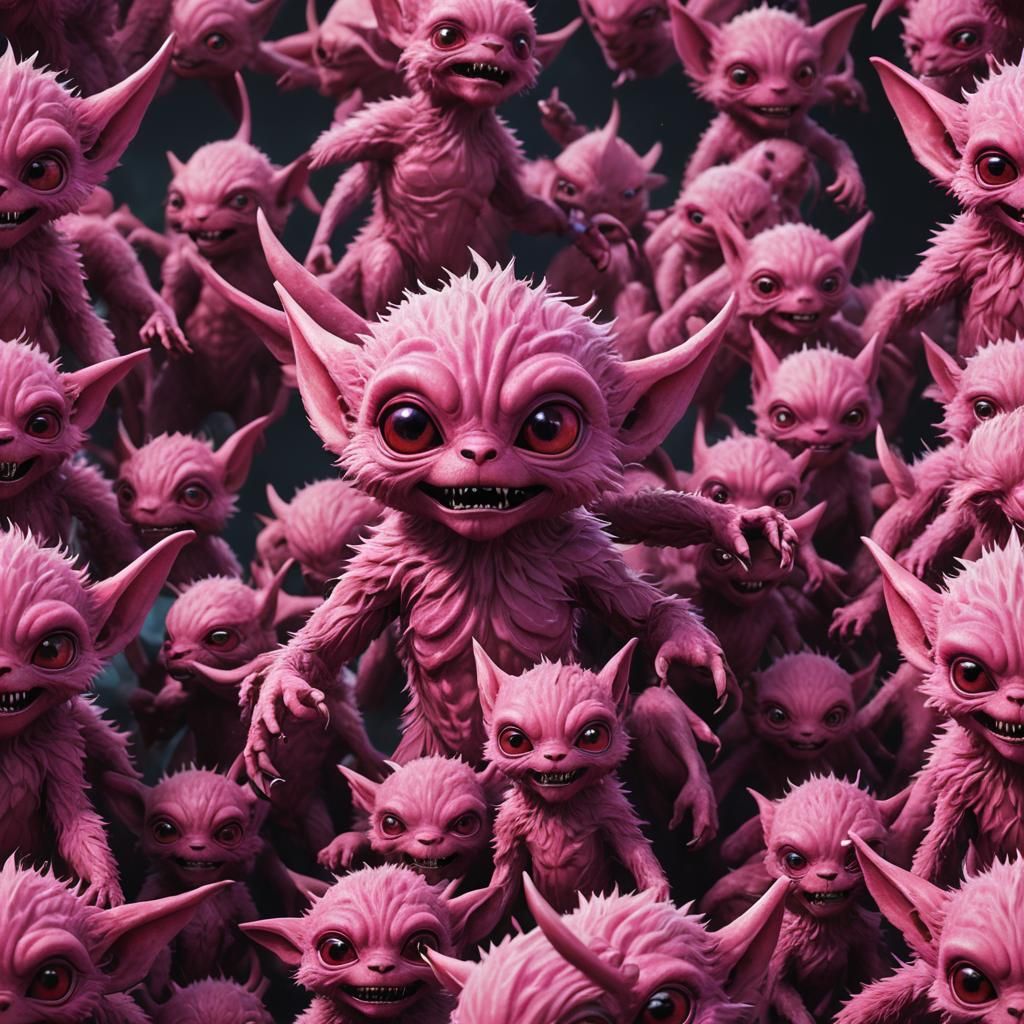 Evil Furry Pink Alien Portrait: Detailed Matte Painting