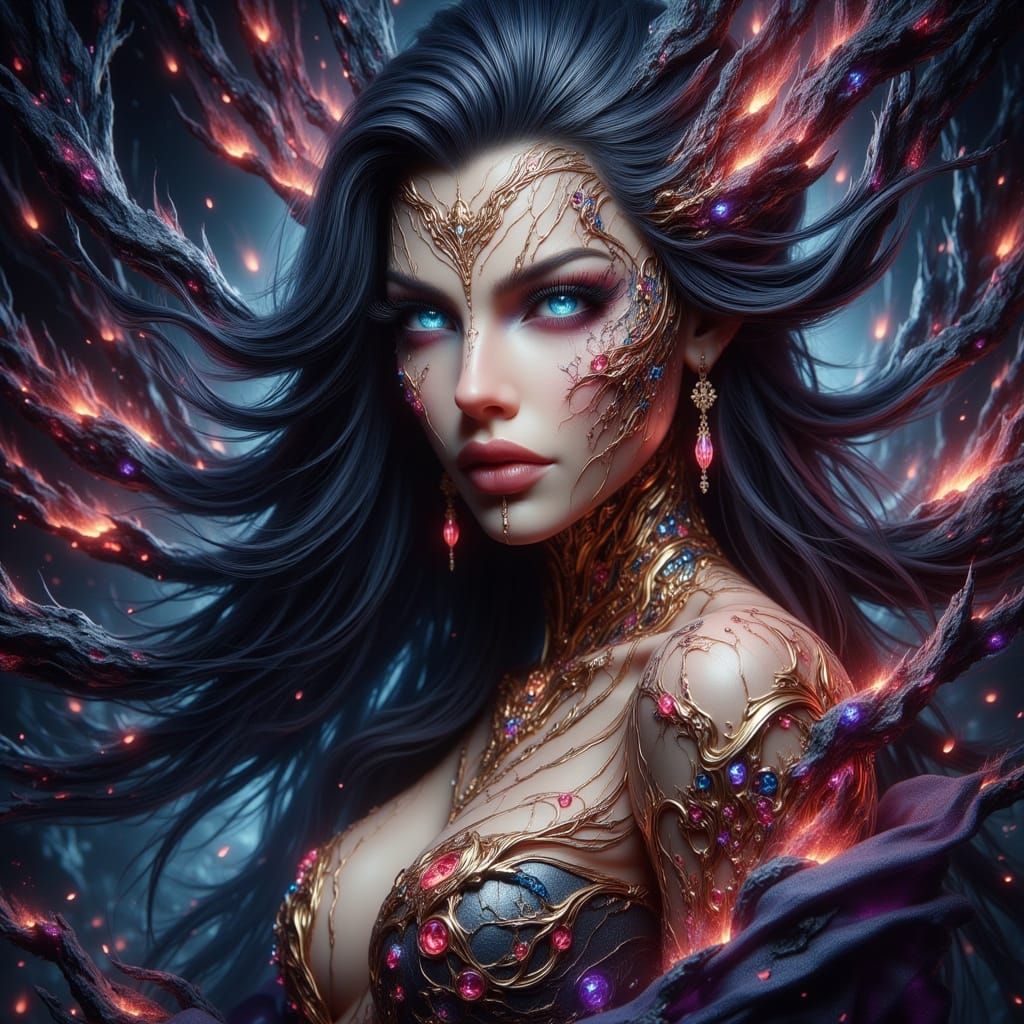 Celestial Deity in Art Nouveau Style