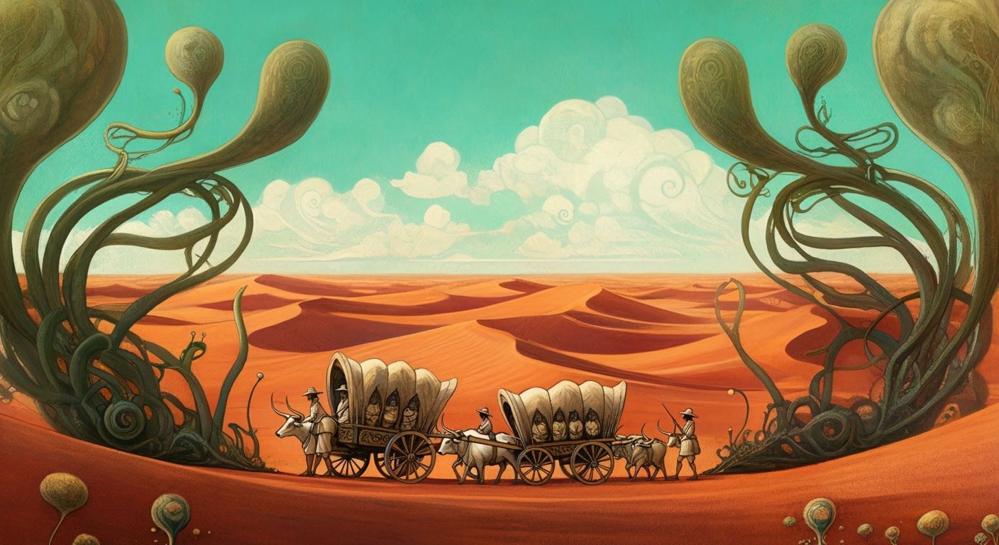 Voortrekker Families Journey Through Alien Desert, Art Nouve...