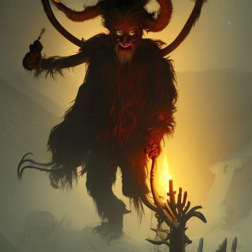Detailed Krampus in Dark Fantasy Concept Art