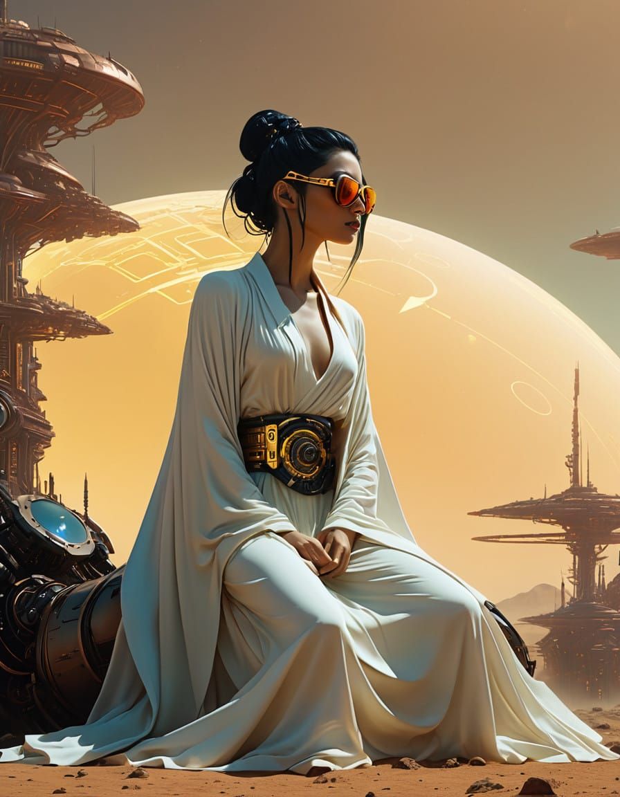 Cyberpunk Goddess in Glowing Circuitry