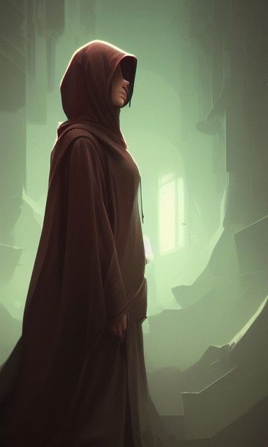 Hooded Woman Portrait in Hyperdetailed Lighting