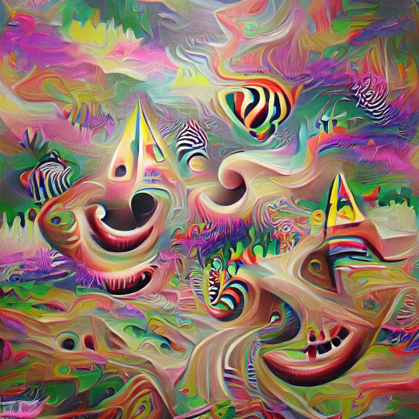 Abstract Psychedelic Dreamscape of Swirling Colors