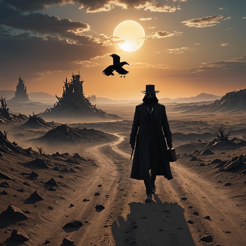 Plague Doctor in Wasteland: Fantasy Concept Art