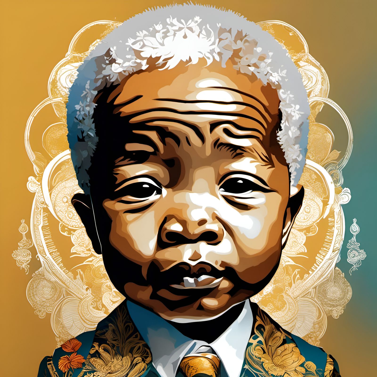 Chibi Baby Nelson Mandela Portrait