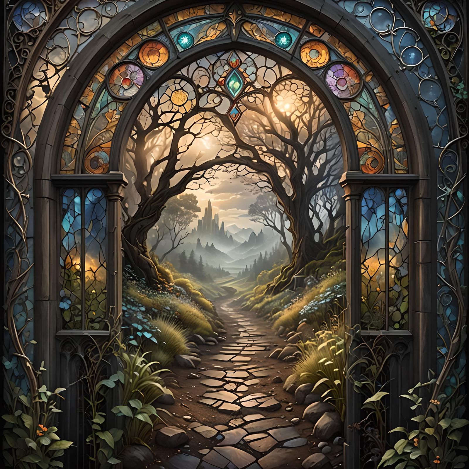Stained Glass Window to a Mystic Wonderland
