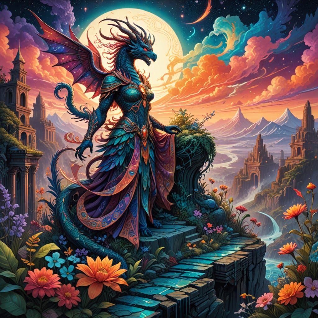 Surreal Fantasy Demon in Vibrant Comic Book Art Style