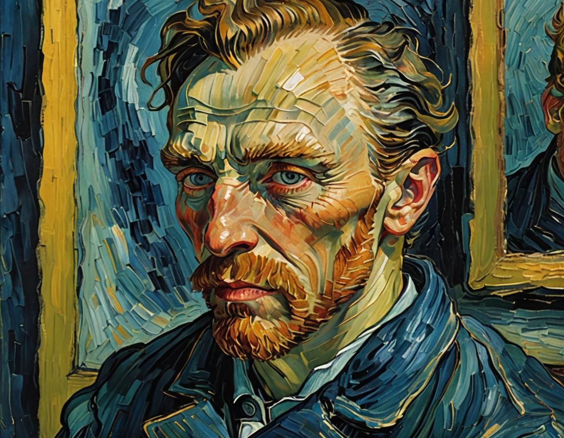 Expressionist Portrait of Man Cutting His Ear