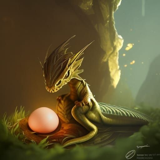 Adorable Baby Dragon Hatching: Hyperdetailed Concept Art
