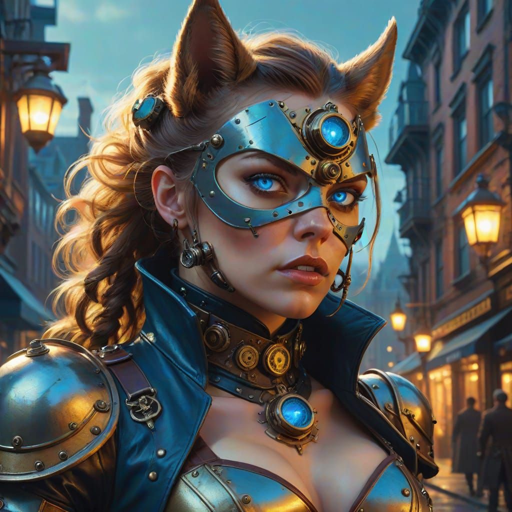 Steampunk Woman's Werewolf Transformation in a Victorian Cit...