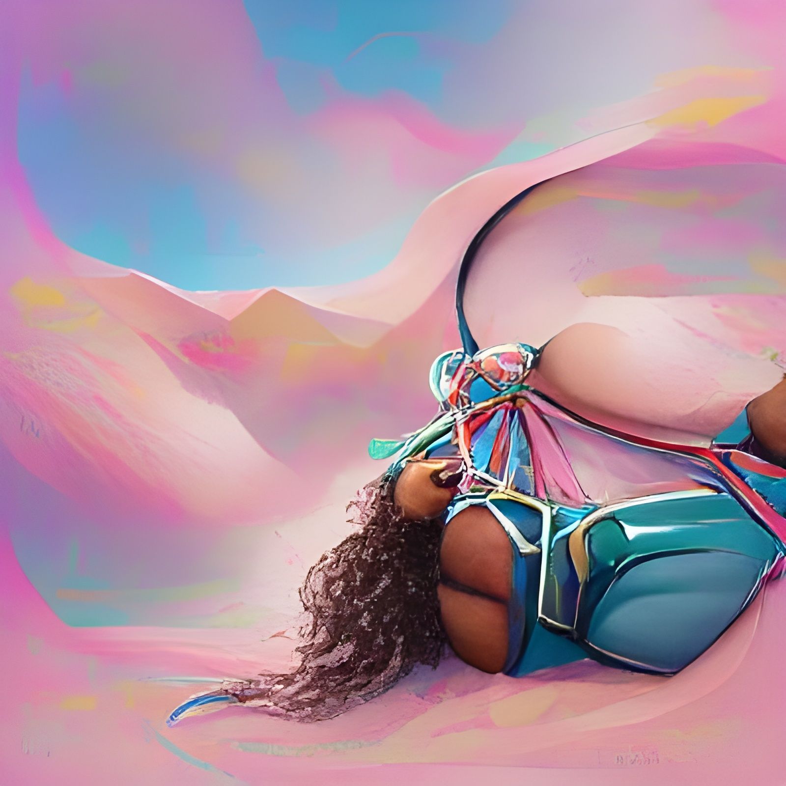 Lizzo in Pastel Rope Harness: Digital Illustration