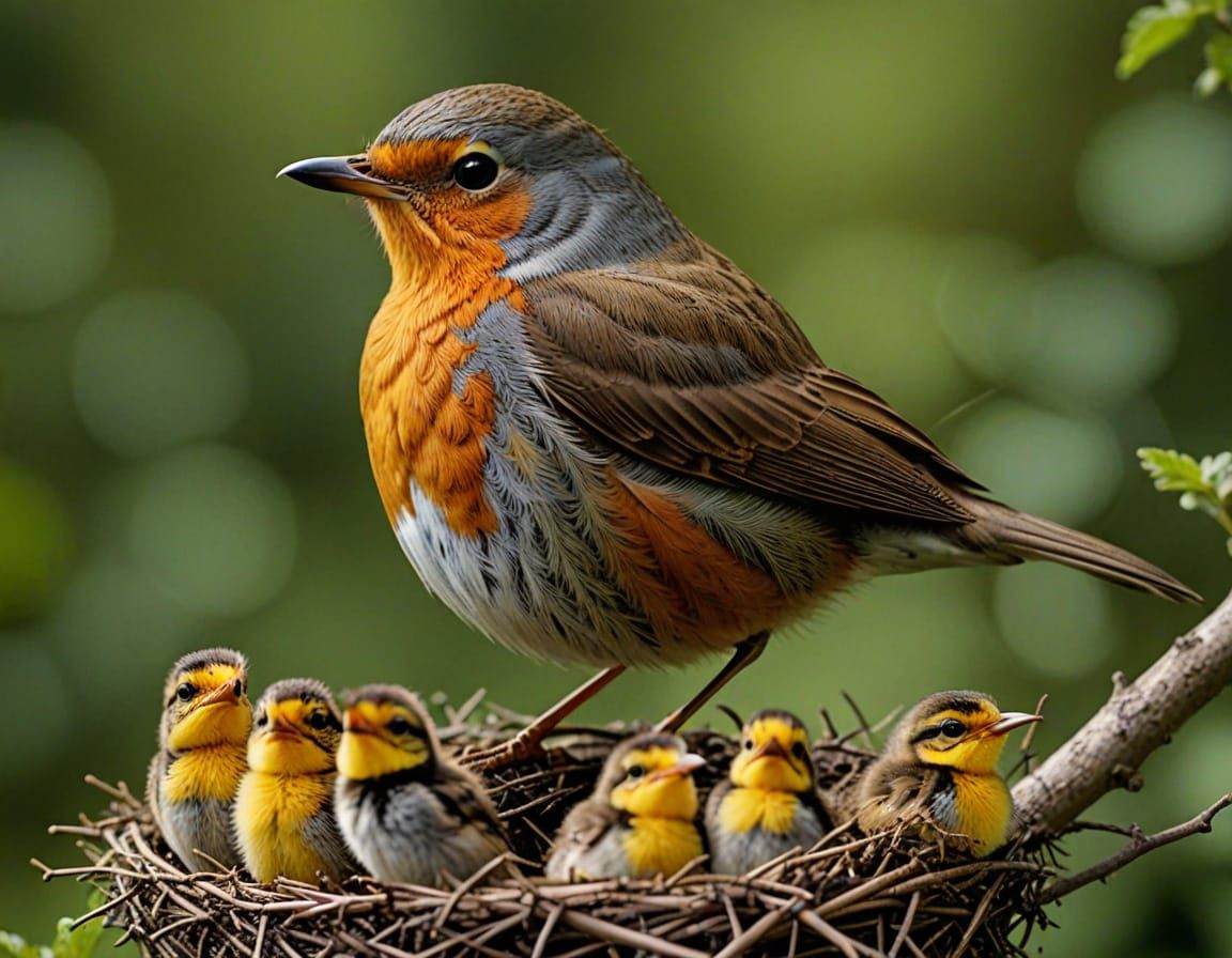 Proud Robin Shows Off Chicks: Award-Winning Photo