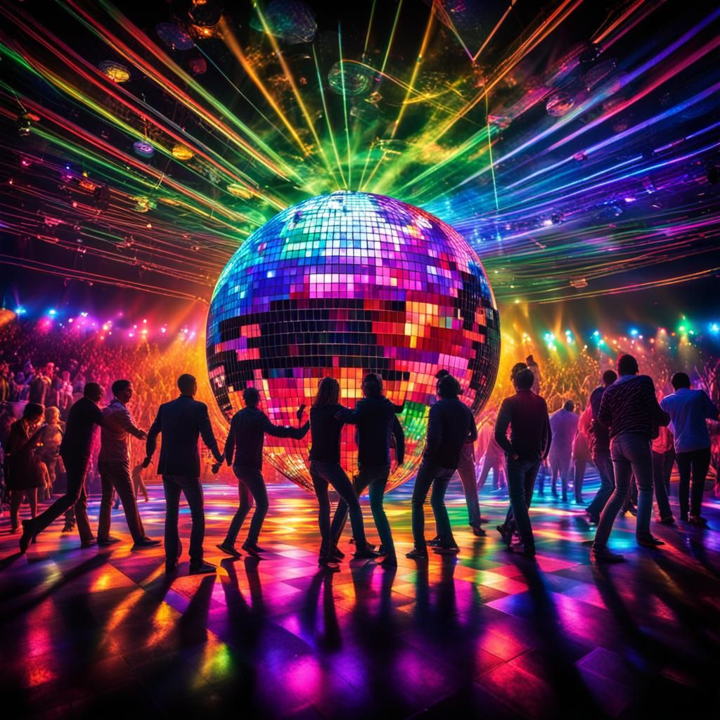 Colorful Disco Ball Lights Up Nightclub Scene