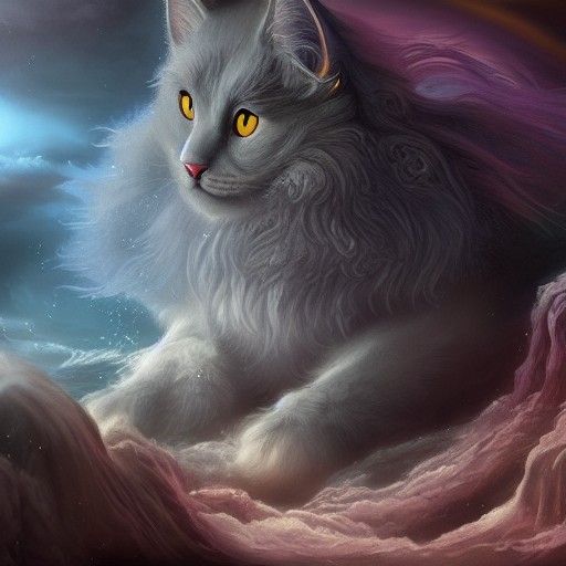 Zephyr: Nebelung Cat as Greek God in Sink