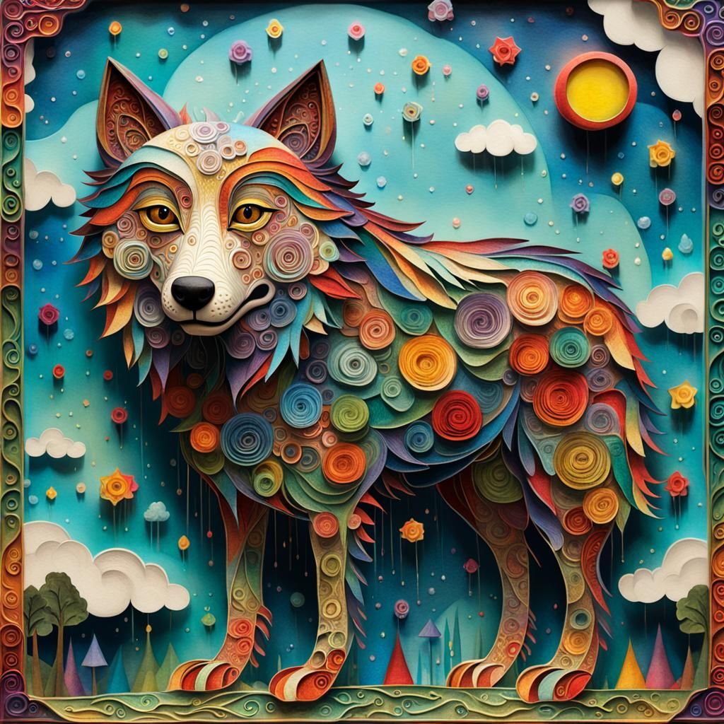 a Close up of a wolf dog