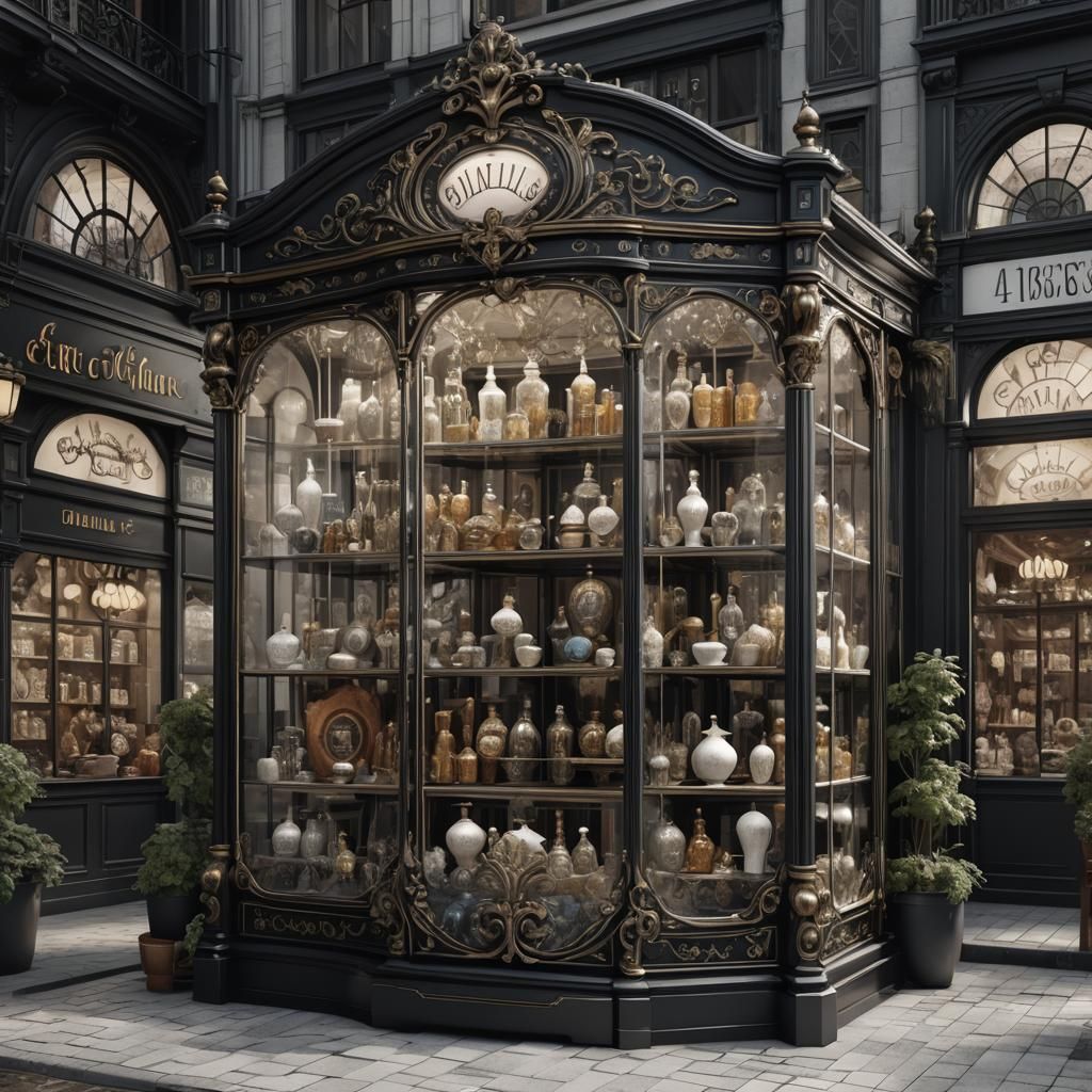 Belle Époque Storefront Window in Black and White