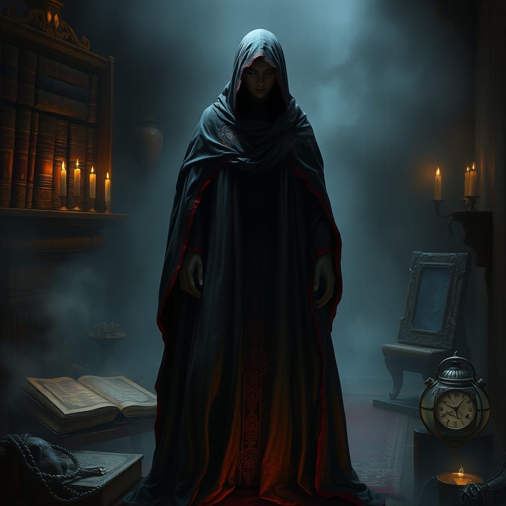 Mystical Figure in Beksiński-Inspired Dark Realism