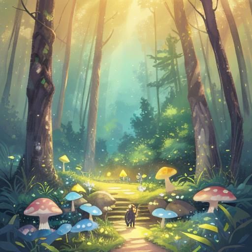 Baby Leopard in Enchanted Forest: Acrylic Dreamscape