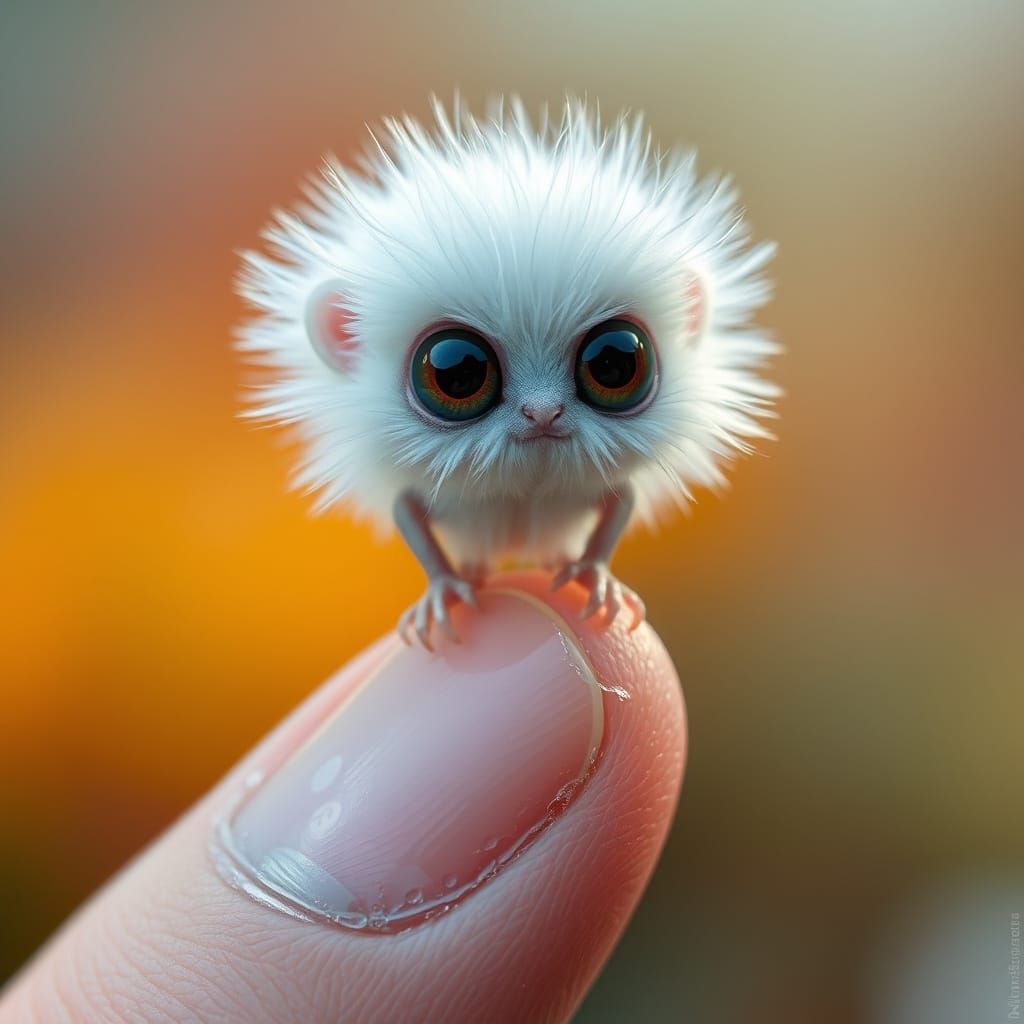 Fluffy White Creature in a Micro World
